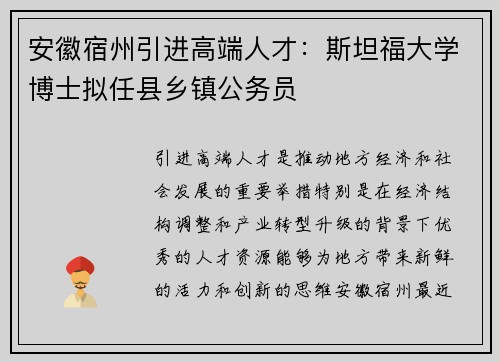 安徽省公务员人才引进策略与实践探索