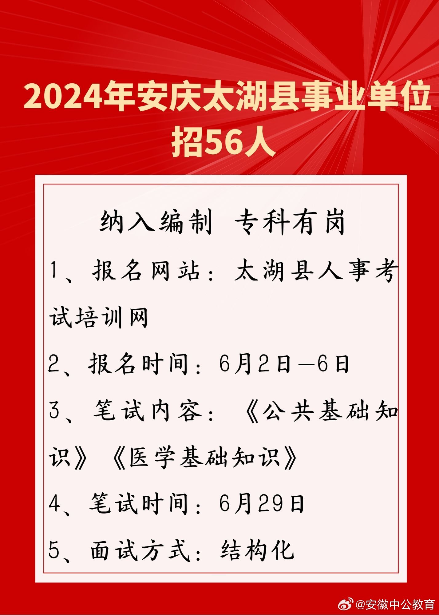 安徽事业单位招聘最新汇总信息