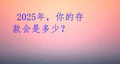 我的财务规划与展望，2025年存款目标揭秘